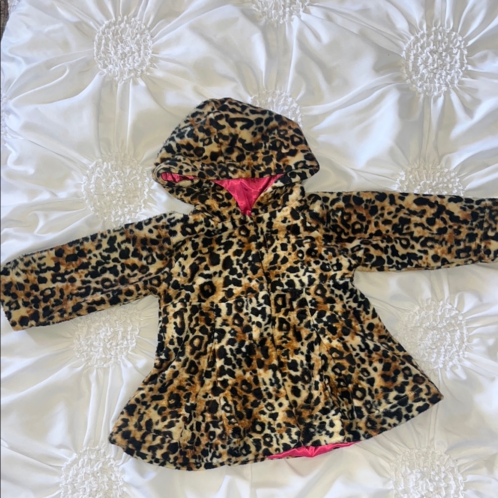 Amy Coe Brown and Pink Pea Coat with Leopard Print